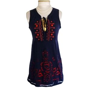 Anthropologie Boho Beaded Embroidered Tunic Top Size Small